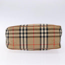 BURBERRY Nova Check Hand Bag Canvas Leather Beige Gold Auth gh446-5