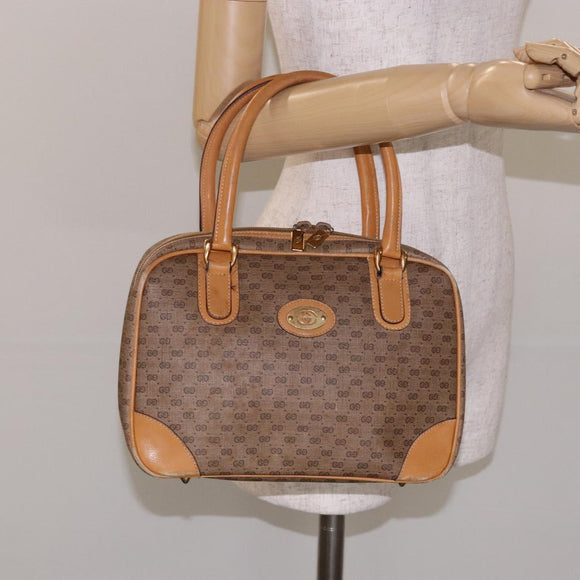 GUCCI Micro GG Supreme Hand Bag PVC Beige Gold 000 104 0030 Auth gh453