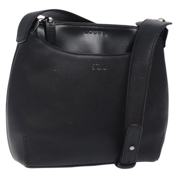 LOEWE Shoulder Bag Leather Black Silver Auth gh471