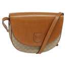 CELINE Macadam Canvas Shoulder Bag PVC Leather Beige Gold Auth gh480-1
