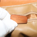 CELINE Macadam Canvas Shoulder Bag PVC Leather Beige Gold Auth gh480-12