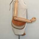 CELINE Macadam Canvas Shoulder Bag PVC Leather Beige Gold Auth gh480-22