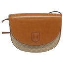 CELINE Macadam Canvas Shoulder Bag PVC Leather Beige Gold Auth gh480-13