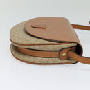 CELINE Macadam Canvas Shoulder Bag PVC Leather Beige Gold Auth gh480-4