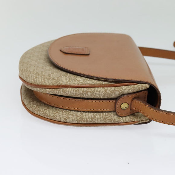 CELINE Macadam Canvas Shoulder Bag PVC Leather Beige Gold Auth gh480