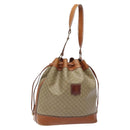 CELINE Macadam Canvas Shoulder Bag Beige Gold Auth gh481-1