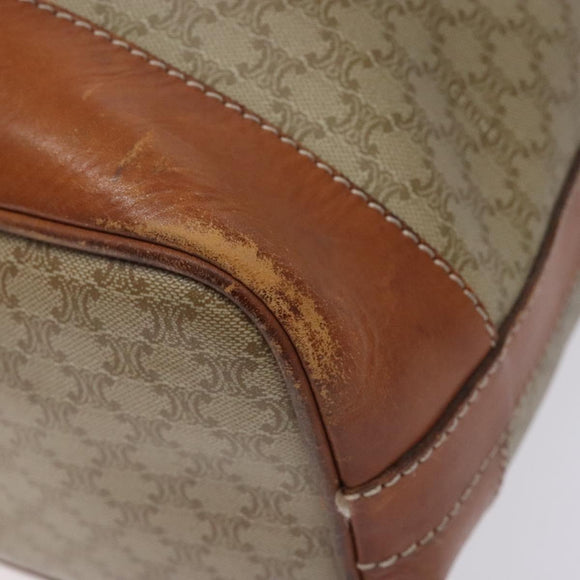 CELINE Macadam Canvas Shoulder Bag Beige Gold Auth gh481