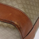 CELINE Macadam Canvas Shoulder Bag Beige Gold Auth gh481-15