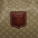 CELINE Macadam Canvas Shoulder Bag Beige Gold Auth gh481-17