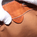 CELINE Macadam Canvas Shoulder Bag Beige Gold Auth gh481-18