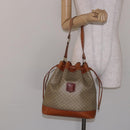 CELINE Macadam Canvas Shoulder Bag Beige Gold Auth gh481-21