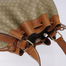 CELINE Macadam Canvas Shoulder Bag Beige Gold Auth gh481-6