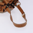 CELINE Macadam Canvas Shoulder Bag Beige Gold Auth gh481-7