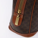 CELINE Macadam Canvas Hand Bag PVC Leather Brown Gold Auth gh484-17