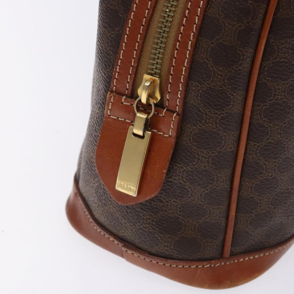 CELINE Macadam Canvas Hand Bag PVC Leather Brown Gold Auth gh484