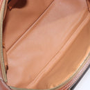 CELINE Macadam Canvas Hand Bag PVC Leather Brown Gold Auth gh484-10
