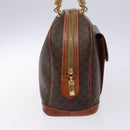 CELINE Macadam Canvas Hand Bag PVC Leather Brown Gold Auth gh484-3