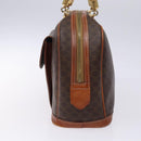 CELINE Macadam Canvas Hand Bag PVC Leather Brown Gold Auth gh484-4