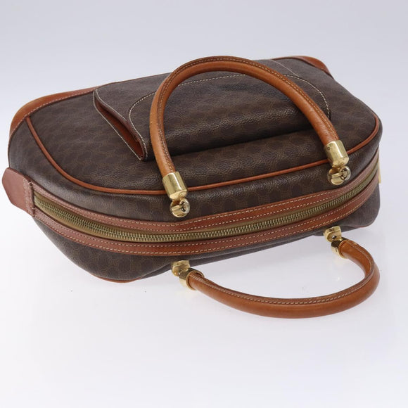 CELINE Macadam Canvas Hand Bag PVC Leather Brown Gold Auth gh484