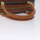 CELINE Macadam Canvas Hand Bag PVC Leather Brown Gold Auth gh484-7