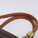 CELINE Macadam Canvas Hand Bag PVC Leather Brown Gold Auth gh484-8