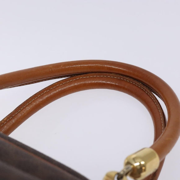 CELINE Macadam Canvas Hand Bag PVC Leather Brown Gold Auth gh484