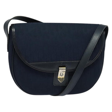 Christian Dior Trotter Canvas Shoulder Bag Navy Gold Auth gh485