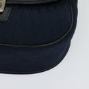 Christian Dior Trotter Canvas Shoulder Bag Navy Gold Auth gh485-14