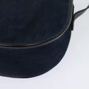 Christian Dior Trotter Canvas Shoulder Bag Navy Gold Auth gh485-16