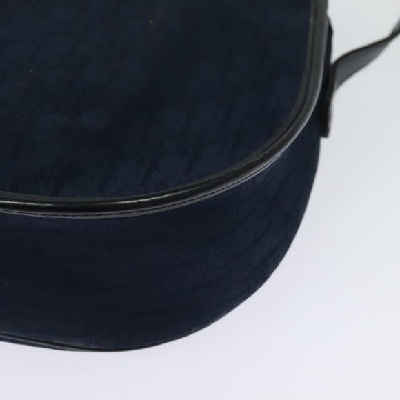 Christian Dior Trotter Canvas Shoulder Bag Navy Gold Auth gh485