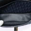 Christian Dior Trotter Canvas Shoulder Bag Navy Gold Auth gh485-11