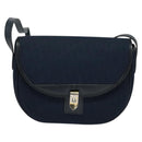 Christian Dior Trotter Canvas Shoulder Bag Navy Gold Auth gh485-13