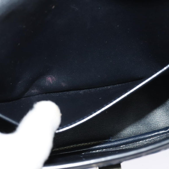 Christian Dior Trotter Canvas Shoulder Bag Navy Gold Auth gh485