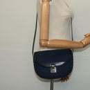 Christian Dior Trotter Canvas Shoulder Bag Navy Gold Auth gh485-21