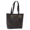 CELINE Macadam Canvas Tote Bag PVC Leather Black Gold Auth gh486-1