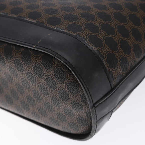 CELINE Macadam Canvas Tote Bag PVC Leather Black Gold Auth gh486