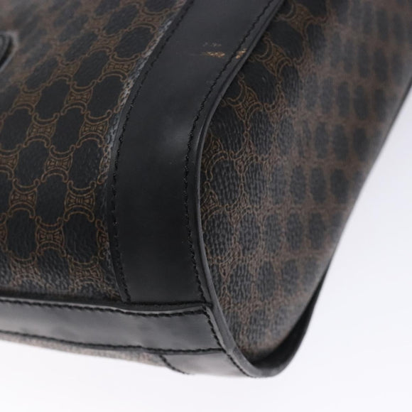 CELINE Macadam Canvas Tote Bag PVC Leather Black Gold Auth gh486