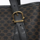 CELINE Macadam Canvas Tote Bag PVC Leather Black Gold Auth gh486-9