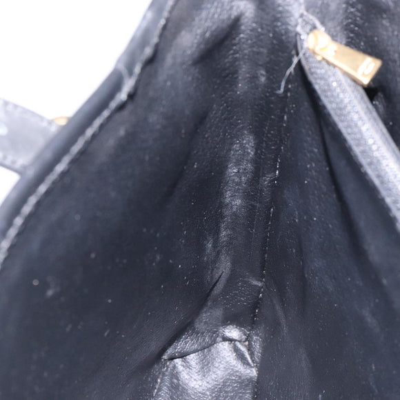 CELINE Macadam Canvas Tote Bag PVC Leather Black Gold Auth gh486
