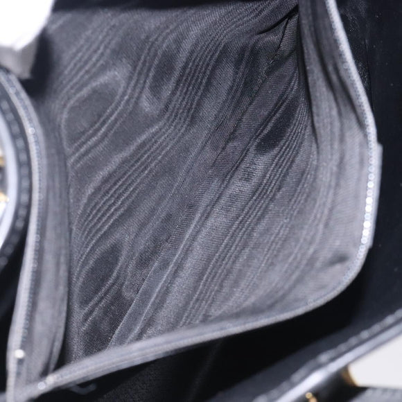 CELINE Macadam Canvas Tote Bag PVC Leather Black Gold Auth gh486