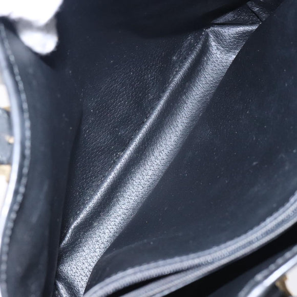 CELINE Macadam Canvas Tote Bag PVC Leather Black Gold Auth gh486