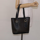 CELINE Macadam Canvas Tote Bag PVC Leather Black Gold Auth gh486-22