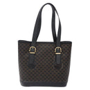 CELINE Macadam Canvas Tote Bag PVC Leather Black Gold Auth gh486-2