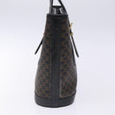 CELINE Macadam Canvas Tote Bag PVC Leather Black Gold Auth gh486-3
