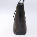 CELINE Macadam Canvas Tote Bag PVC Leather Black Gold Auth gh486-4