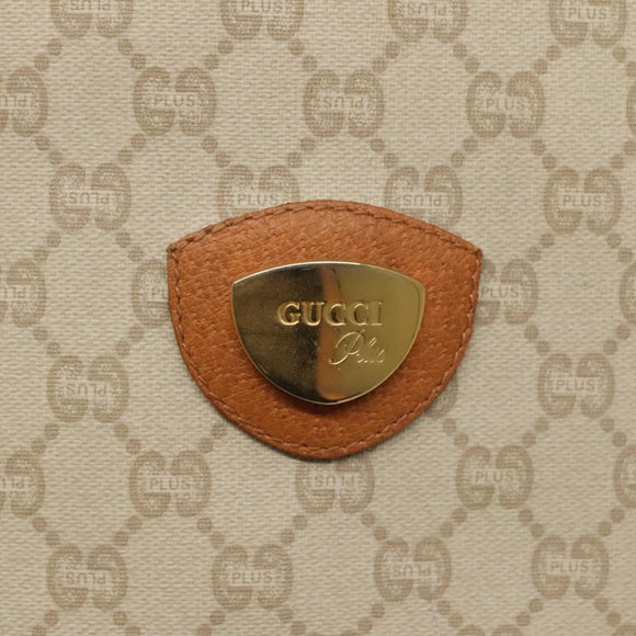 GUCCI GUCCI Plus Supreme Web Sherry Line Tote Bag PVC Cream Gold Auth gh487