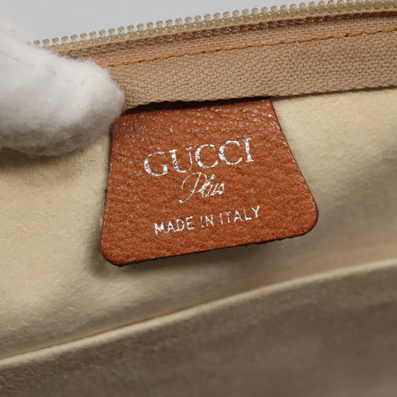 GUCCI GUCCI Plus Supreme Web Sherry Line Tote Bag PVC Cream Gold Auth gh487