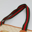 GUCCI GUCCI Plus Supreme Web Sherry Line Tote Bag PVC Cream Gold Auth gh487-8