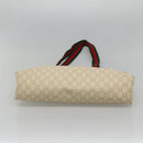 GUCCI GUCCI Plus Supreme Web Sherry Line Tote Bag PVC Cream Gold Auth gh487-5