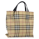 BURBERRY Nova Check Tote Bag PVC Beige Silver Auth gh491-1